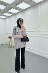 Sare Fashion Tulle Floral Stone Cardigan Gray