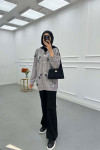 Sare Fashion Tulle Floral Stone Cardigan Gray