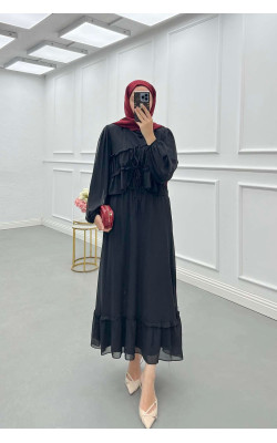 Sare Fashion Tulle Three-Piece Skirt Lined Suit Black