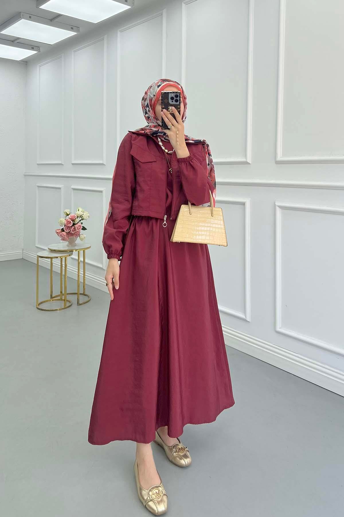 Sare Fashion Burgundy Vest Suit with Jacket