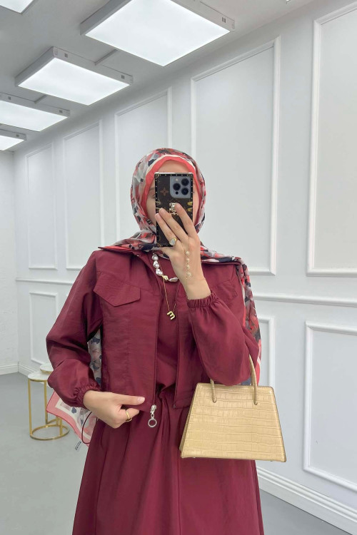 Sare Fashion Burgundy Vest Suit with Jacket