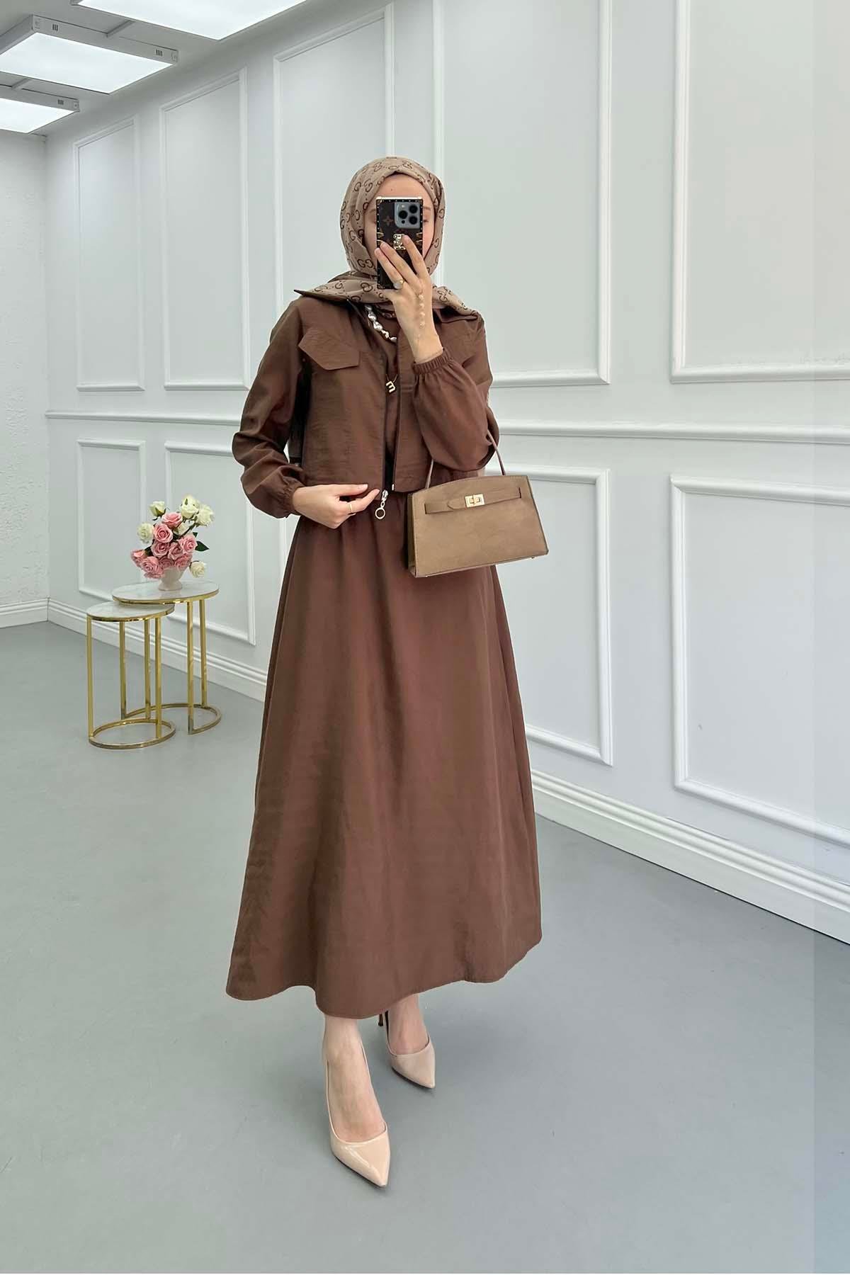 Sare Fashion Vest Suit with Jacket Brown