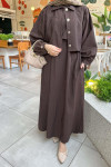 Sare Fashion Vest Suit with Jacket Brown