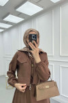 Sare Fashion Vest Suit with Jacket Brown