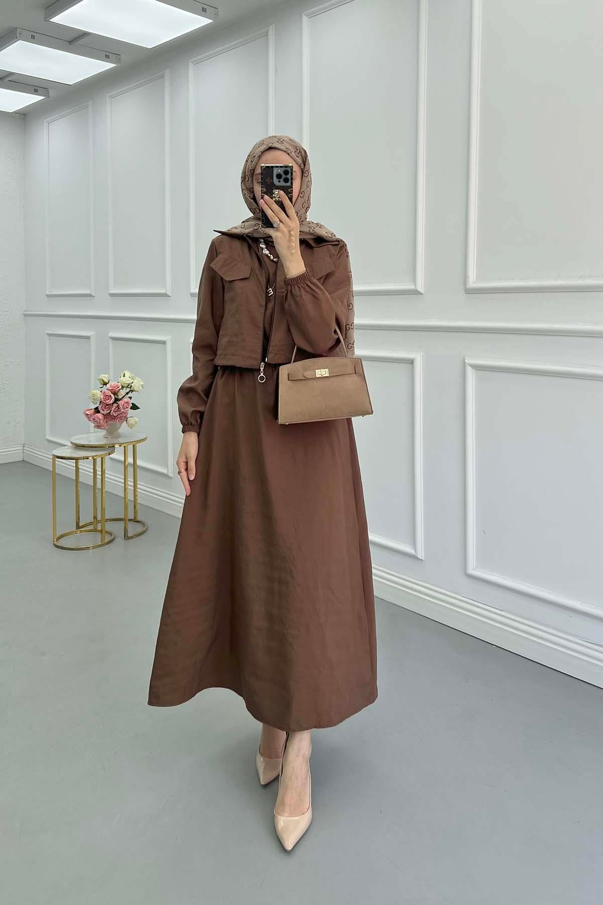 Sare Fashion Vest Suit with Jacket Brown