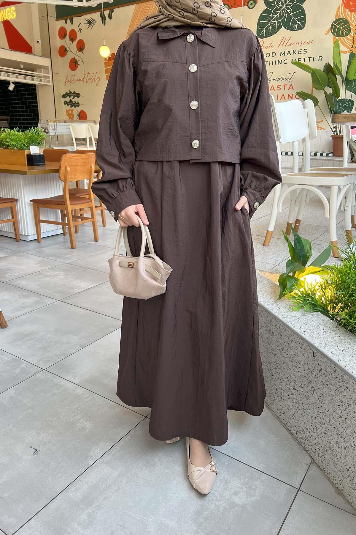 Sare Fashion Vest Suit with Jacket Brown