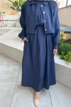 Sare Fashion Navy Blue Vest Suit with Jacket on Top