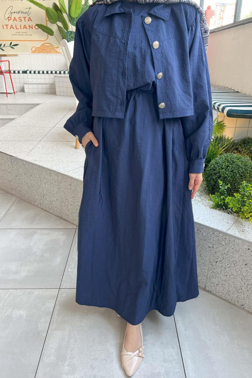 Sare Fashion Navy Blue Vest Suit with Jacket on Top