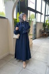 Sare Fashion Navy Blue Vest Suit with Jacket on Top