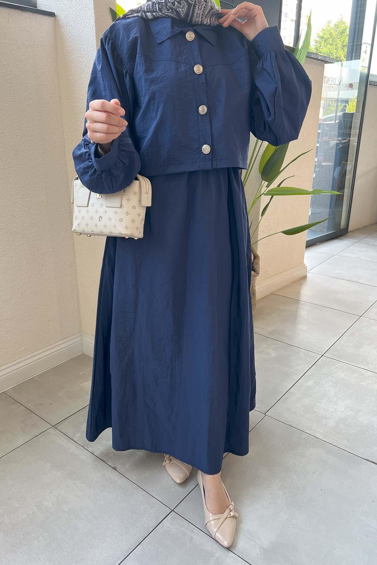 Sare Fashion Navy Blue Vest Suit with Jacket on Top