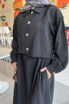 Sare Fashion Vest Suit with Jacket on Top Black