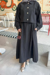 Sare Fashion Vest Suit with Jacket on Top Black