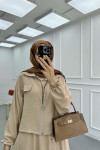 Sare Fashion Zippered Jacket Vest Set Beige