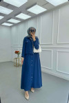 Sare Fashion Zippered Jacket Vest Set Navy Blue