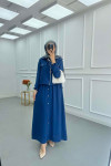 Sare Fashion Zippered Jacket Vest Set Navy Blue
