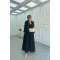 Sare Fashion Zippered Jacket Vest Set Black