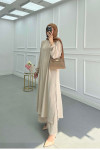 Sare Fashion Long Aerobin Trouser Set Beige