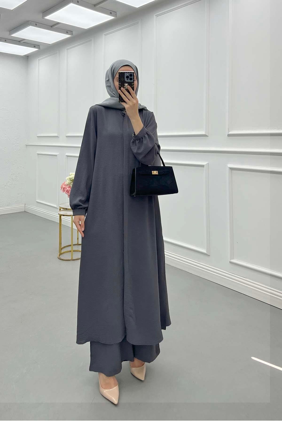 Sare Fashion Long Aerobin Trouser Set Gray