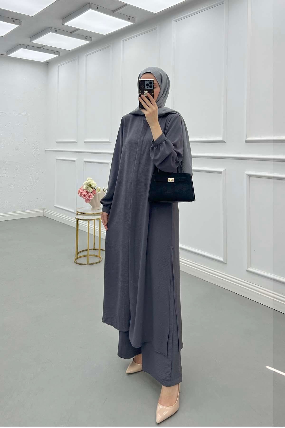 Sare Fashion Long Aerobin Trouser Set Gray