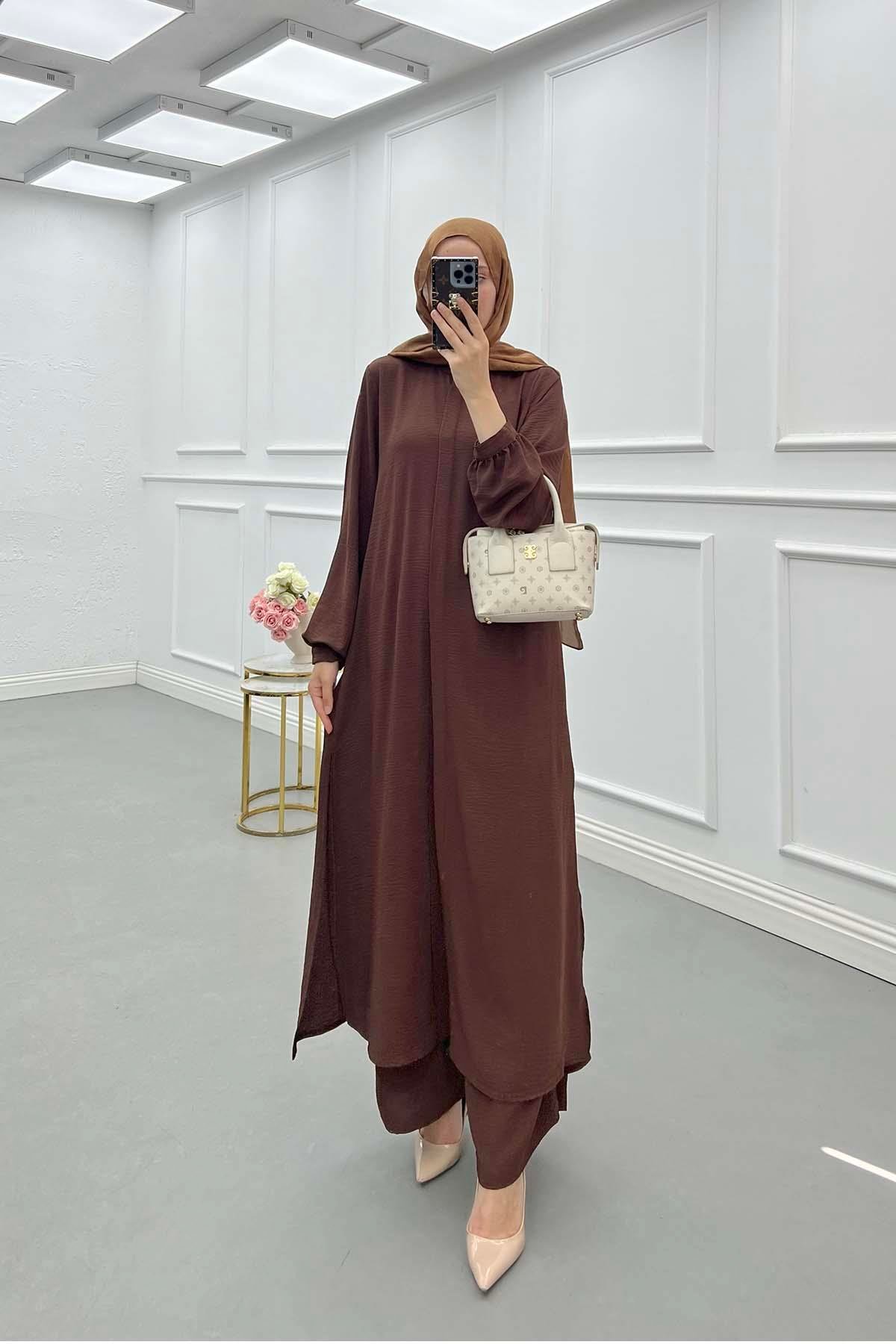 Sare Fashion Long Aerobin Trouser Set Brown
