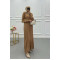 Sare Fashion Long Ribbed Knit Dress Brown