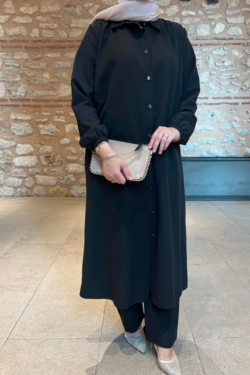 Sare Fashion Long Crepe Suit Black