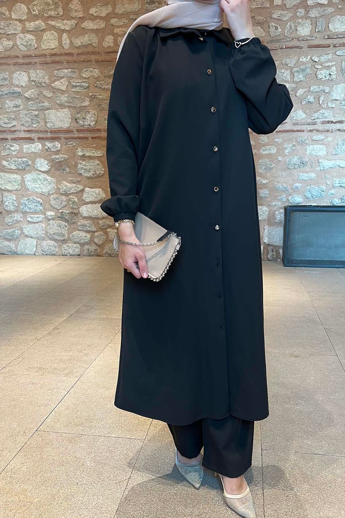 Sare Fashion Long Crepe Suit Black