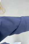 Sare Fashion V-Neck Linen Shirt Navy Blue