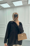 Sare Fashion V-Neck Linen Shirt Black