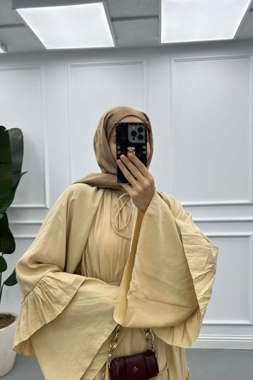 Sare Fashion Flounced Lined Dress Camel Sare Fashion Flounced Lined Dress Camel