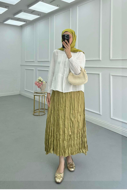 Sare Fashion Tied Collar Muslin Shirt White