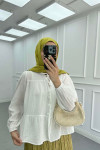 Sare Fashion Tied Collar Muslin Shirt White