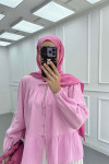 Sare Fashion Tie Collar Muslin Shirt Pink
