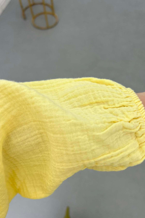 Sare Fashion Collared Muslin Shirt Yellow