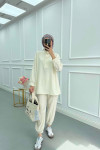Sare Fashion Linen Suit with Snap Collar Ecru