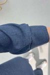 Sare Fashion Linen Suit with Snap Collar Navy Blue