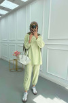 Sare Fashion Snap Collar Linen Suit Nile Green