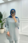 Tunic Set with Snap Collar Light Gray