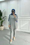 Tunic Set with Snap Collar Light Gray