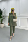Snap Collar Tunic Set Khaki
