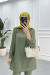 Snap Collar Tunic Set Khaki