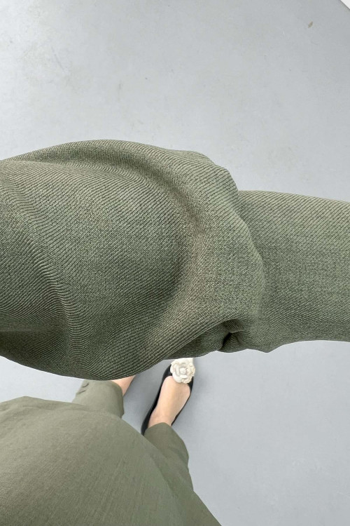 Snap Collar Tunic Set Khaki