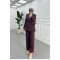 Sare Fashion Collar Detailed Lined Jacket Suit Burgundy