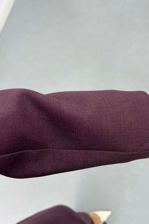 Sare Fashion Collar Detailed Lined Jacket Suit Burgundy Sare Fashion Collar Detailed Lined Jacket Suit Burgundy