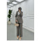 Sare Fashion Collar Detailed Lined Jacket Set Gray