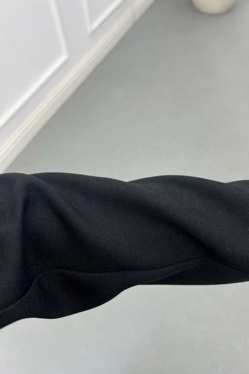 Sare Fashion Collar Detailed Lined Jacket Set Black Sare Fashion Collar Detailed Lined Jacket Set Black