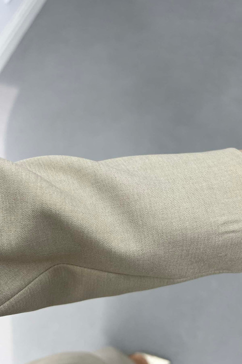 Sare Fashion Collar Detailed Lined Jacket Set Stone Sare Fashion Collar Detailed Lined Jacket Set Stone