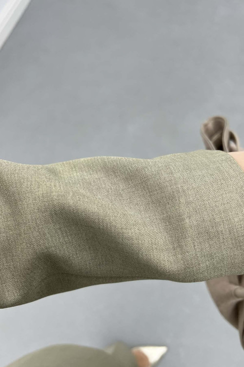 Sare Fashion Collar Detailed Lined Jacket Set Green Sare Fashion Collar Detailed Lined Jacket Set Green