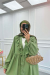 Sare Fashion Green Tied Collar Detailed Trouser Set
