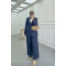 Sare Fashion Collar Detailed Jacket Set Navy Blue